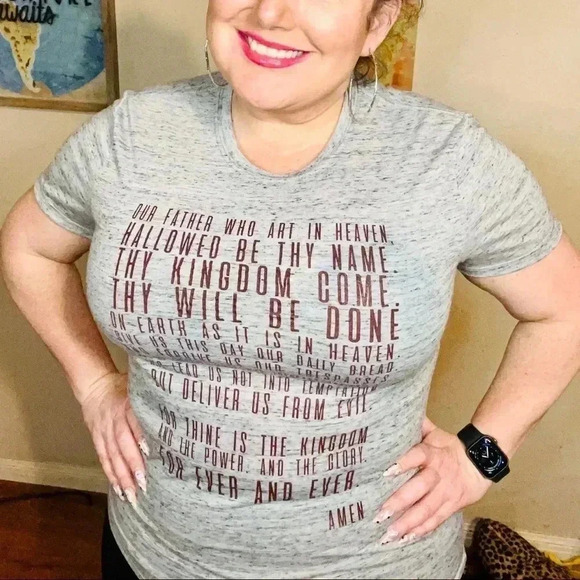 🤑 Gray Heathered Our Father Lord’s Prayer Tee - Picture 7 of 12